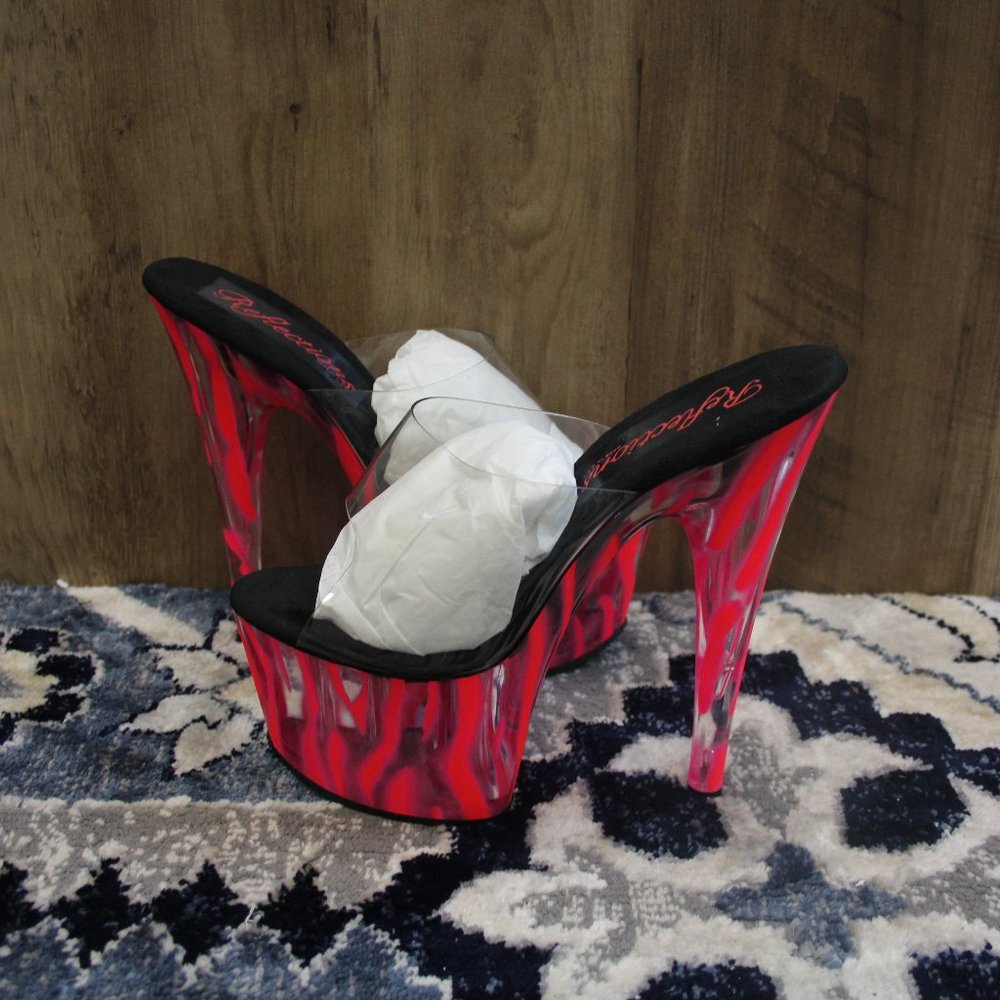 zebra print stripper heels